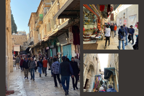 Walking on the Via Dolarosa in Jerusalem
